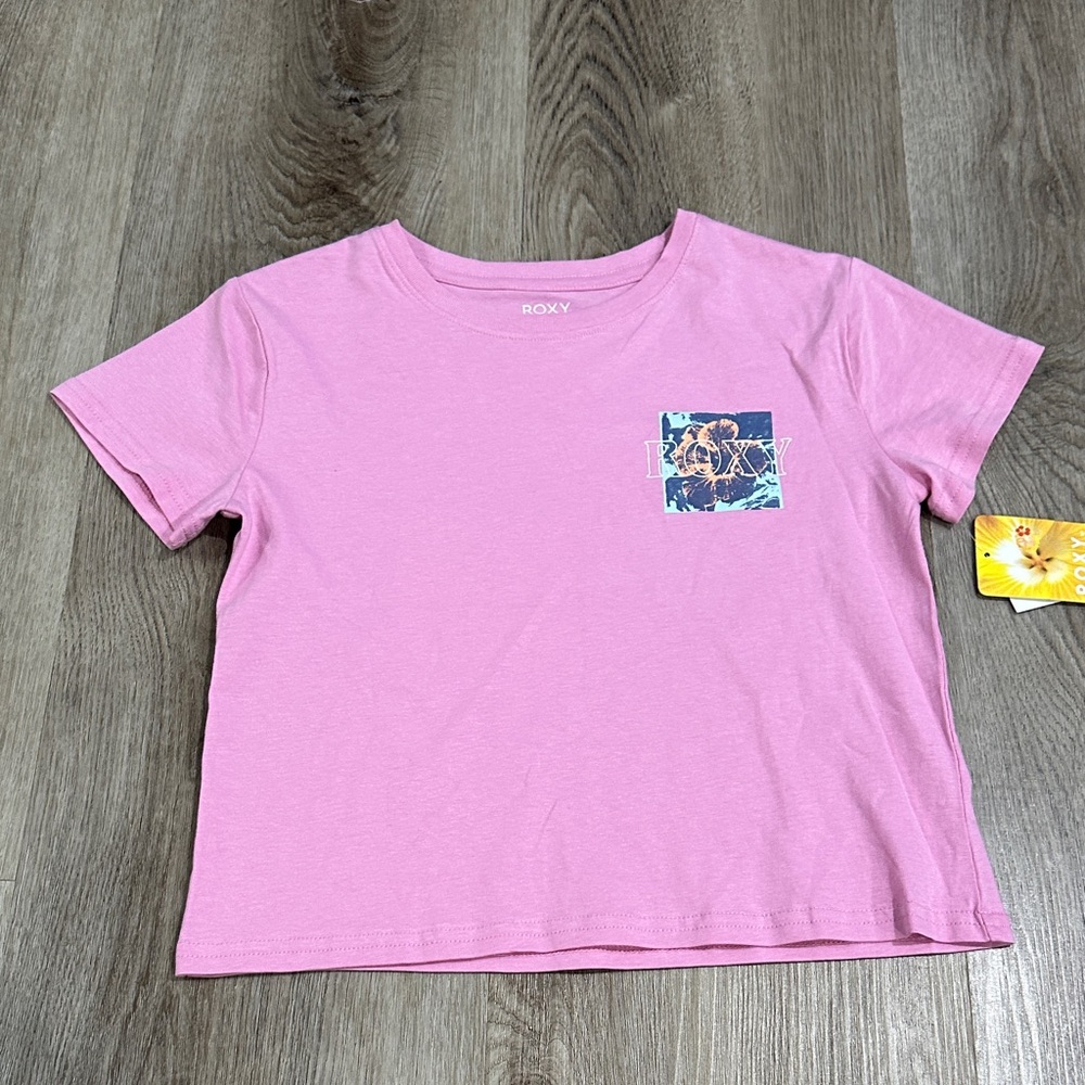 Roxy Light Pink Kids Tee with Floral Pocket